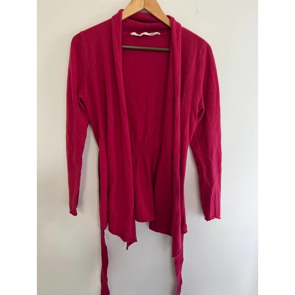 Athleta 100% Cashmere Belted Cardigan – Pink | Size Medium